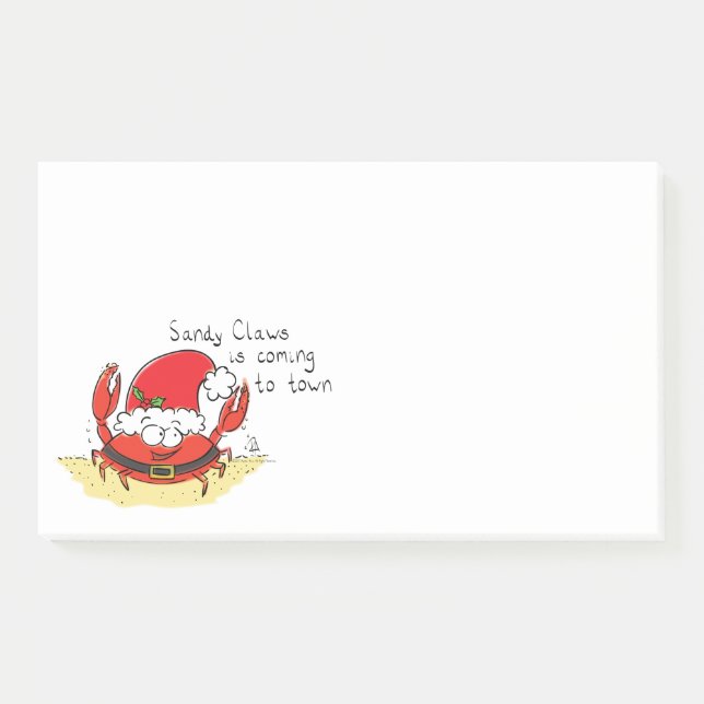 Cute Crab Christmas Funny Holiday Santa Cartoon Post-it Notes (Front)