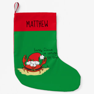 Cute Crab Christmas Funny Holiday Santa Cartoon Small Christmas Stocking