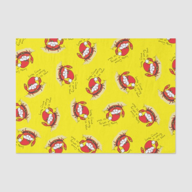 Cute Crab Christmas Funny Holiday Santa Cartoon Tissue Paper (Front)