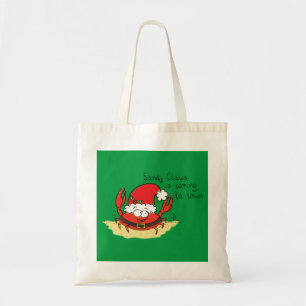 Cute Crab Christmas Funny Holiday Santa Cartoon Tote Bag