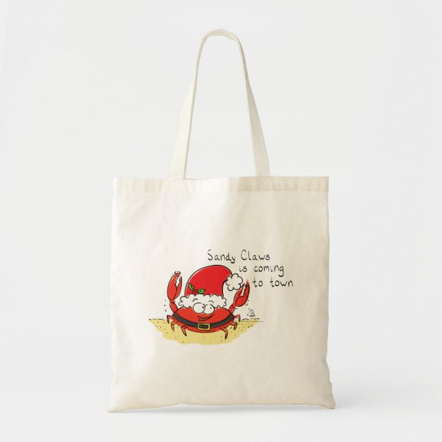 Cute Crab Christmas Funny Holiday Santa Cartoon Tote Bag (Front)