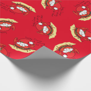 Cute Crab Christmas Funny Holiday Santa Cartoon Wrapping Paper