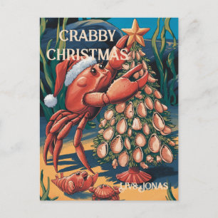 Cute Crab Christmas Name  Postcard