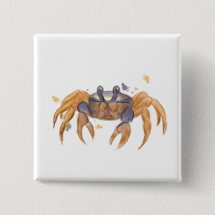 Cute crab drawing 15 cm square badge