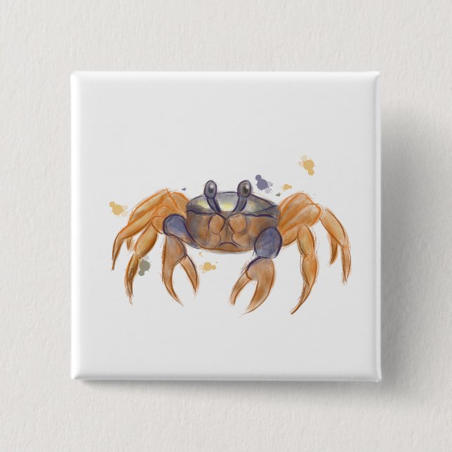 Cute crab drawing 15 cm square badge (Front)
