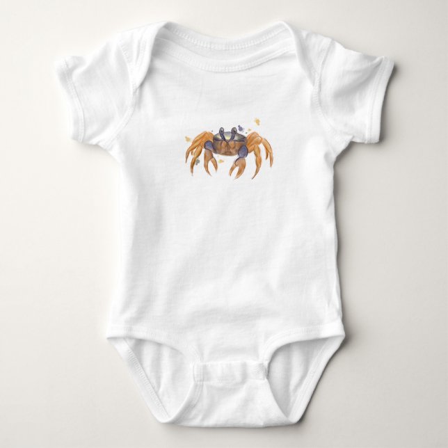 Cute crab drawing baby bodysuit (Front)