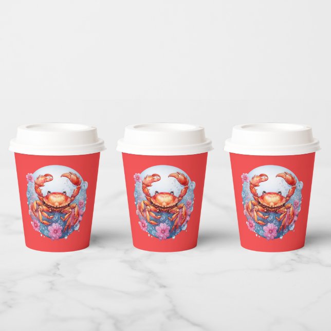 Cute crab lovers party paper cups (Multi)