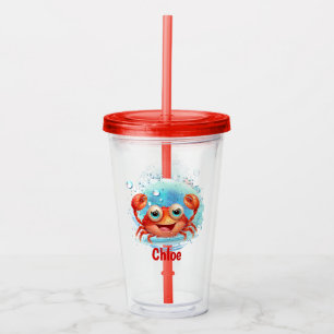 Cute Crab Name Kids  Acrylic Tumbler