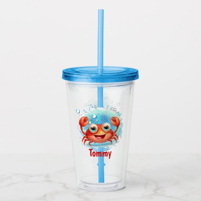 Cute Crab Name Kids  Acrylic Tumbler (Front)