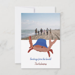 Cute Crab Personalised Beach Photo Card