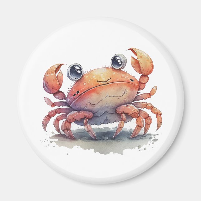 Cute Crab Round Magnet (Front)