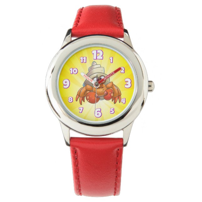 cute crab watch cartoon yellow and red (Front)