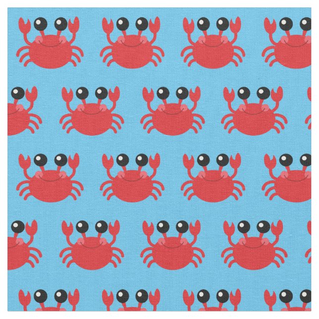 Cute Crabs Kids Beach Animals Fabric (Close Up)