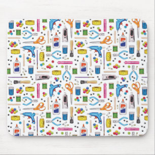 Cute Craft Supplies Pattern Mouse Mat