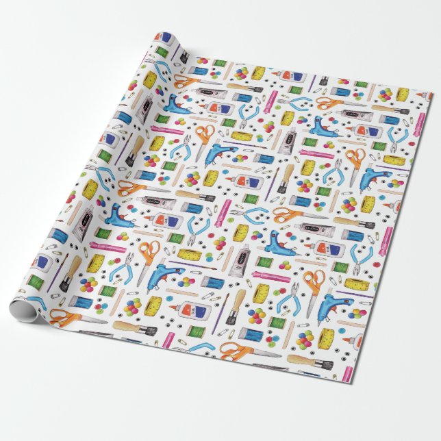 Cute Craft Supplies Wrapping Paper (Unrolled)