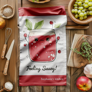 Cute Cranberry Sauce – Funny Kawaii Cooking  Tea Towel