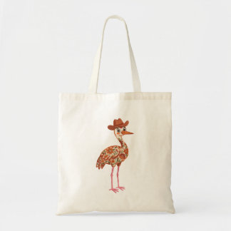 Cute Crane Cowboy Hat Floral Tote Bag