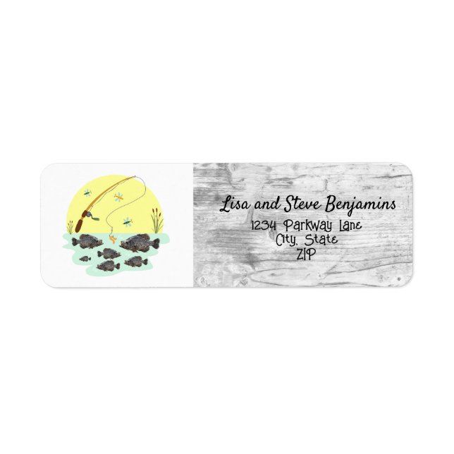Cute Crappie Fishing Rod Pond Fish Return Address (Front)