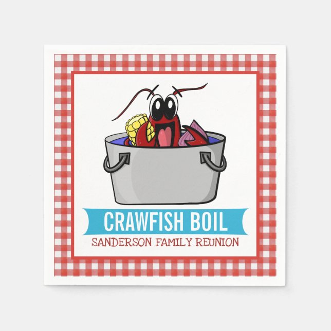 Cute Crawfish Boil Family Reunion Seafood Party Napkin (Front)