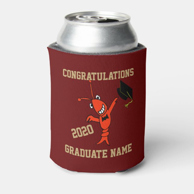 Cute Crawfish Graduation Can Cooler (Can Back)