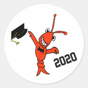 Cute Crawfish Graduation Classic Round Sticker