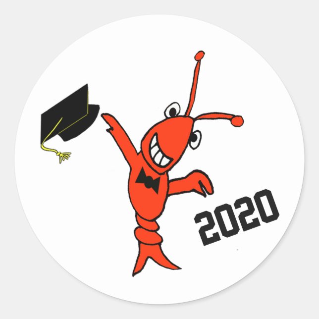 Cute Crawfish Graduation Classic Round Sticker (Front)