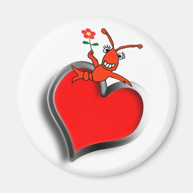 Cute Crawfish / Lobster Heart Magnet (Front)