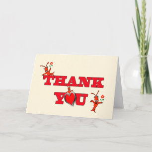 Cute Crawfish (Lobster) Heart Thank You Card