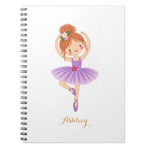 Cute Crayon Ballerina Personalised Name Notebook