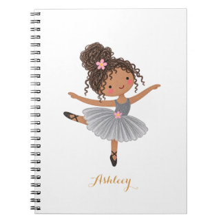 Cute Crayon Ballerina Personalised Name Notebook