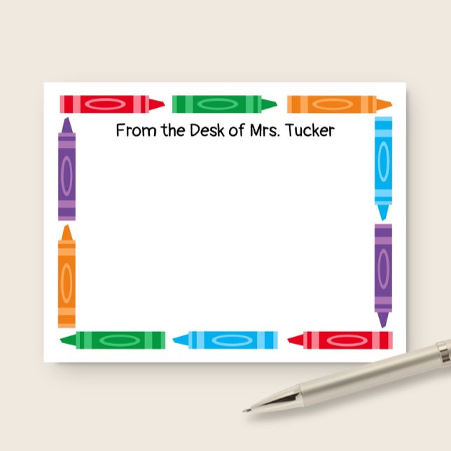 Cute Crayon Border Teacher Name Stationery Card (Creator Uploaded)