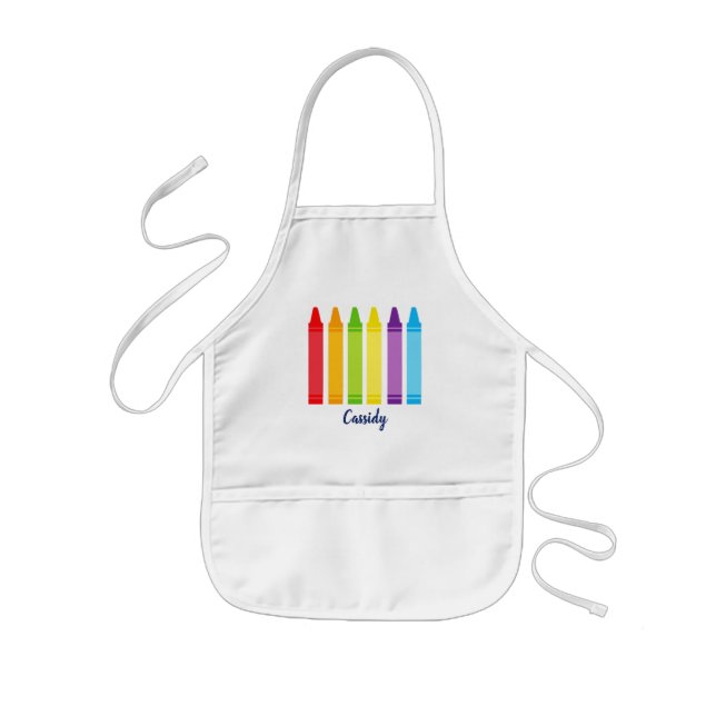 Cute Crayon Custom Elementary School Kids Apron (Front)