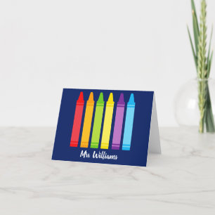 Cute Crayon Custom Elementary School Teacher Thank You Card