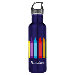 Cute Crayon Elementary Teacher Personalised 710 Ml Water Bottle