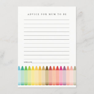 Cute Crayon Fun Rainbow Advice For Mum Baby Shower Enclosure Card