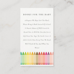 Cute Crayon Fun Rainbow Books For Baby Shower Enclosure Card