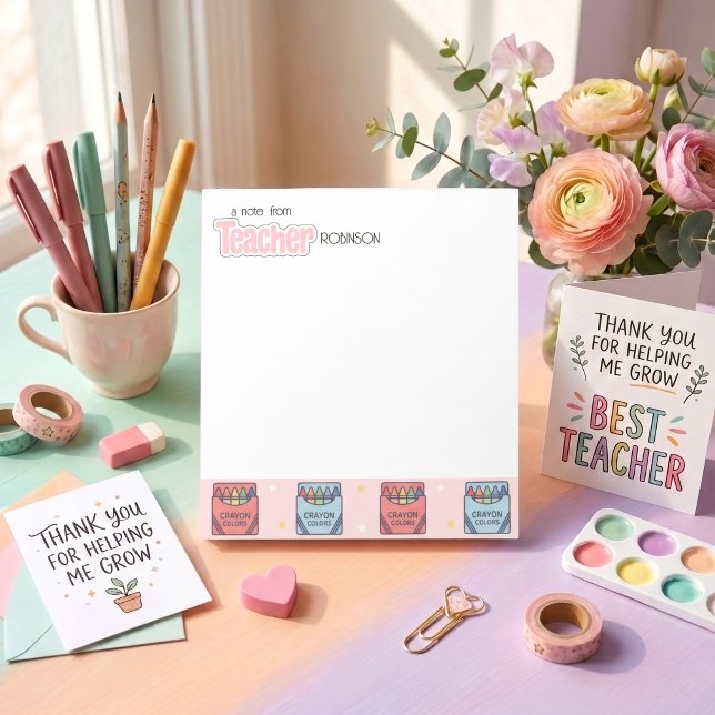 Cute Crayon Pattern Teacher appreciation   Notepad (Creator Uploaded)