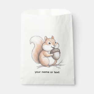 Cute Crayon Squirrel with Acorn Hand Drawn Coffee  Favour Bags