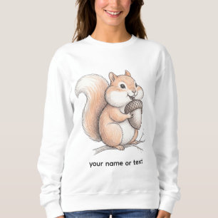 Cute Crayon Squirrel with Acorn Hand Drawn Coffee Sweatshirt