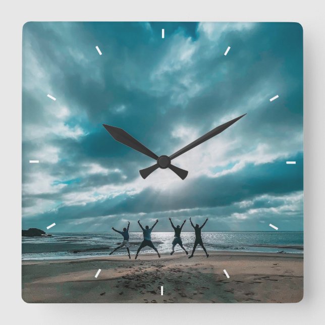 Cute Crayon Teacher Custom Classroom wall nursery  Square Wall Clock (Front)