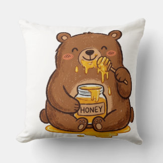 Cute Crayon Teddy Bear Eating Honey Coffee Mug Cushion