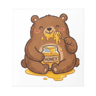 Cute Crayon Teddy Bear Eating Honey Coffee Mug Notepad