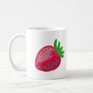 Cute Crayon Texture Red Strawberry Fruit Coffee Mug