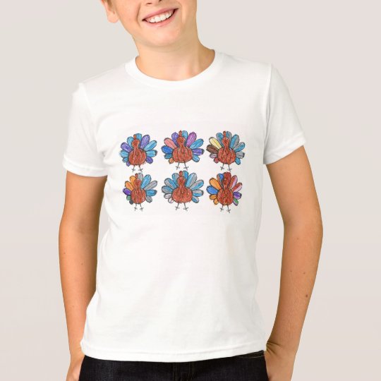 Cute Crayon Turkeys Kids Shirt