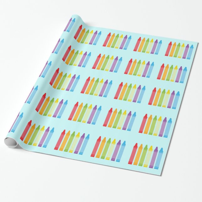 Cute Crayon Wrapping Paper (Unrolled)