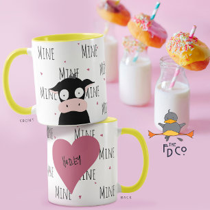 Cute Crazy About Mooo “Mine” Funny Cow Love Pun Mug