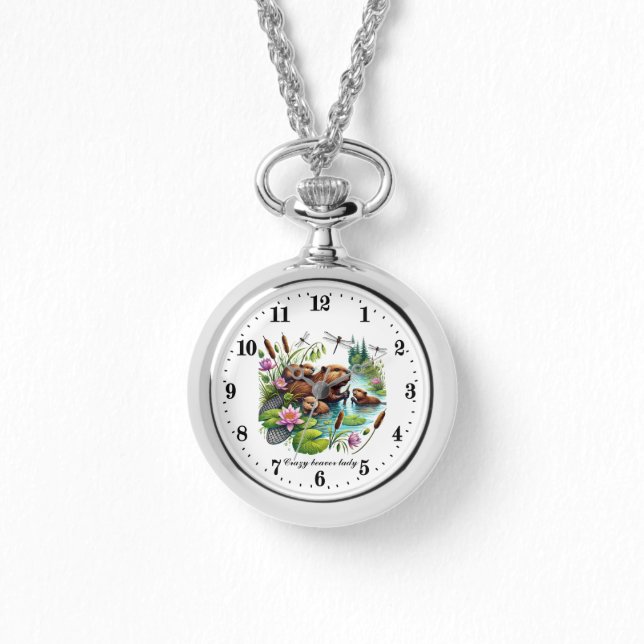 Cute crazy beaver lady  watch (Front)
