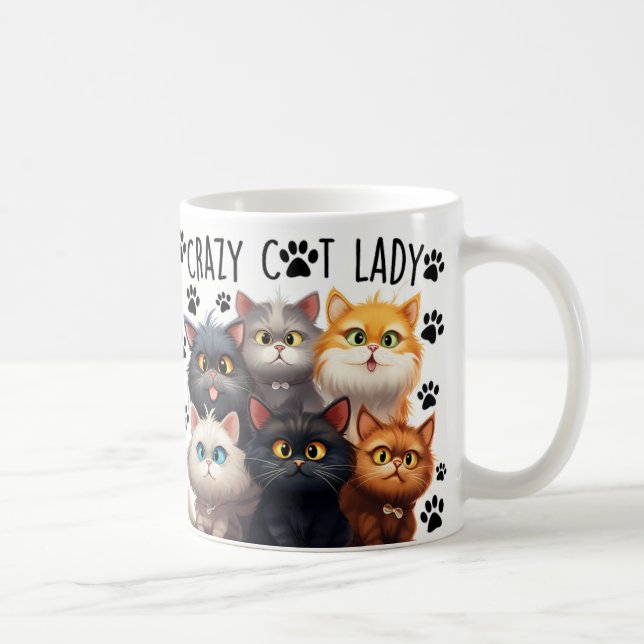 Cute Crazy Cat Lady, Cat Lovers, I love my Cat  Coffee Mug (Right)
