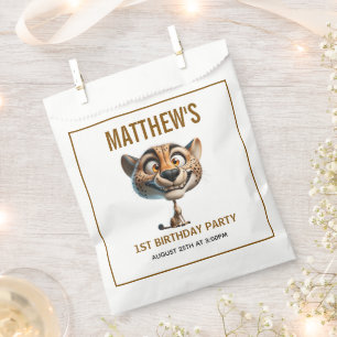 Cute Crazy Cheetah Farm Theme 1st Birthday Favour Bags
