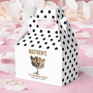 Cute Crazy Cheetah Farm Theme 1st Birthday Favour Box